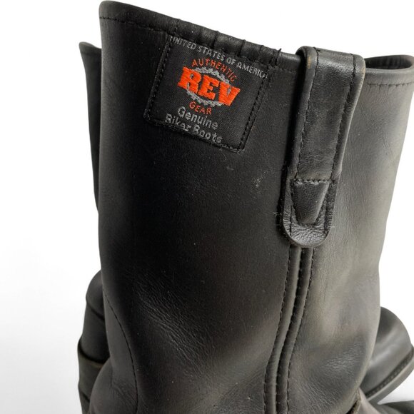 REV Black Square Toe Leather Harness Motorcycle Biker Boots Men's 10.5 - Picture 3 of 14